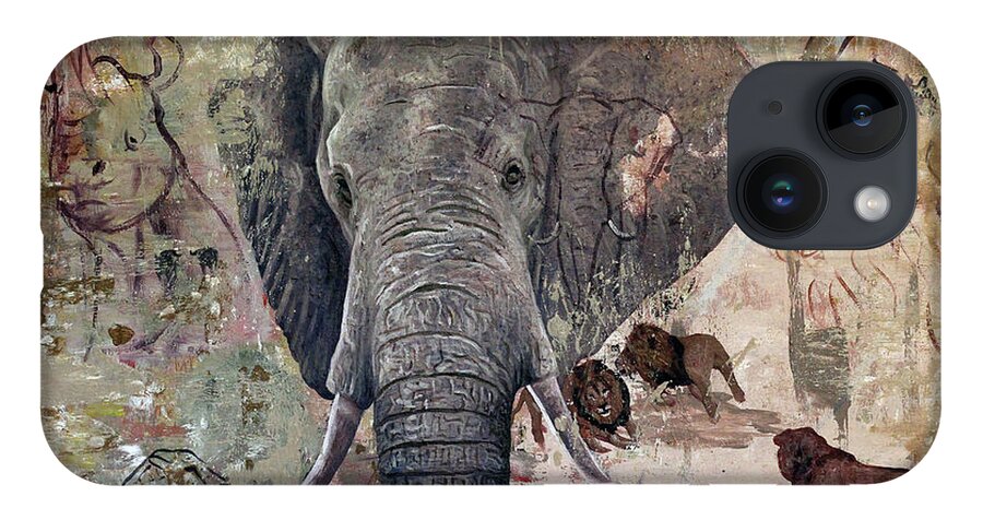  iPhone 14 Case featuring the painting African Bull by Ronnie Moyo