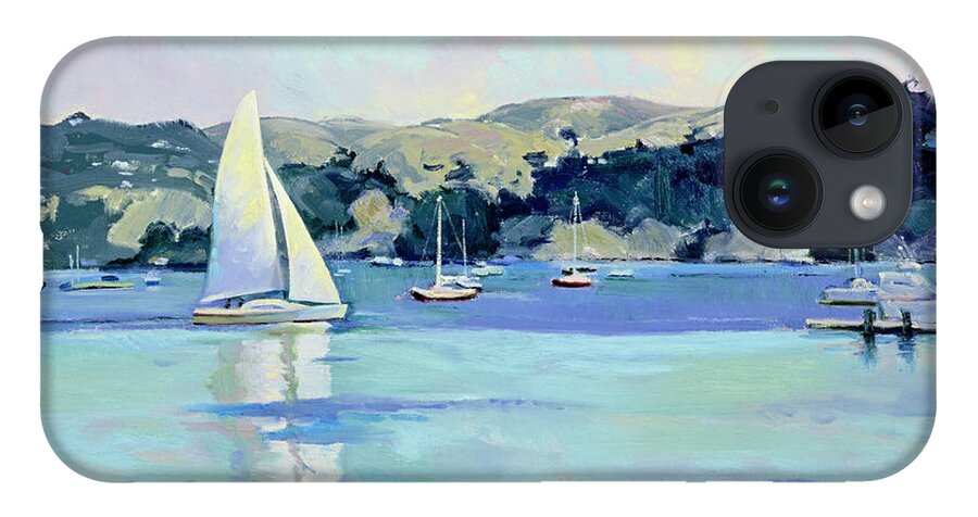 Sail Boat iPhone 14 Case featuring the painting Afternoon Sail, Sausalito by John McCormick