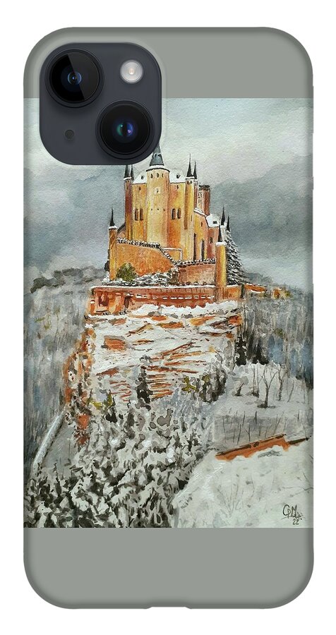 Palace iPhone 14 Case featuring the painting Alcazar of Segovia. Spain by Carolina Prieto Moreno