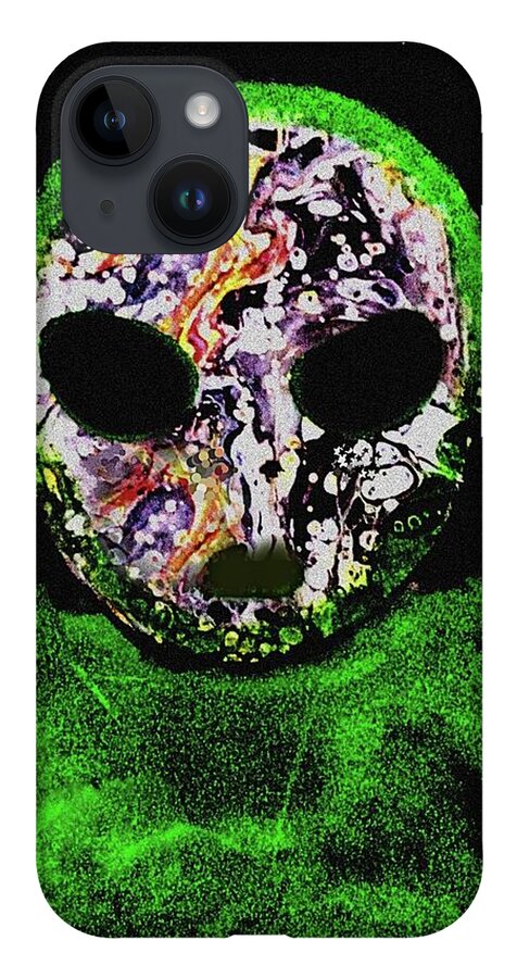 Alien iPhone 14 Case featuring the painting Alien 1 by Anna Adams
