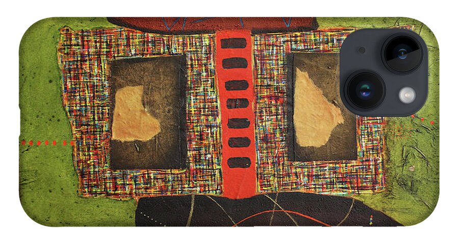 African Art iPhone 14 Case featuring the painting All The Boxes Checked by Michael Nene