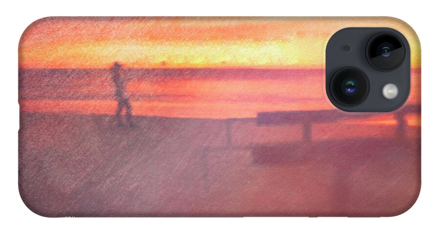 Sunsets iPhone 14 Case featuring the mixed media Altered Reality 48 - Alone Not Yet So by DB Hayes