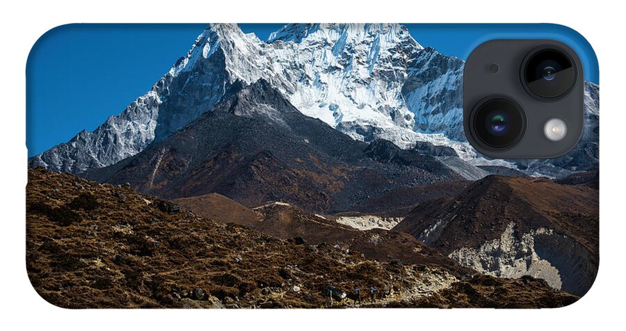 Ama iPhone 14 Case featuring the photograph Ama Dablam Hikers by Owen Weber