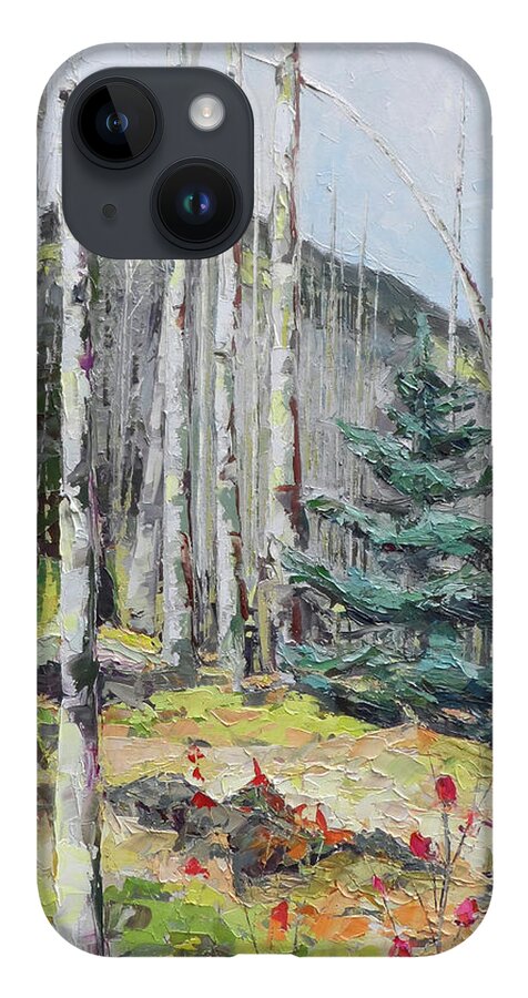 Aspen iPhone Case featuring the painting Among the Aspen, 2018 by PJ Kirk