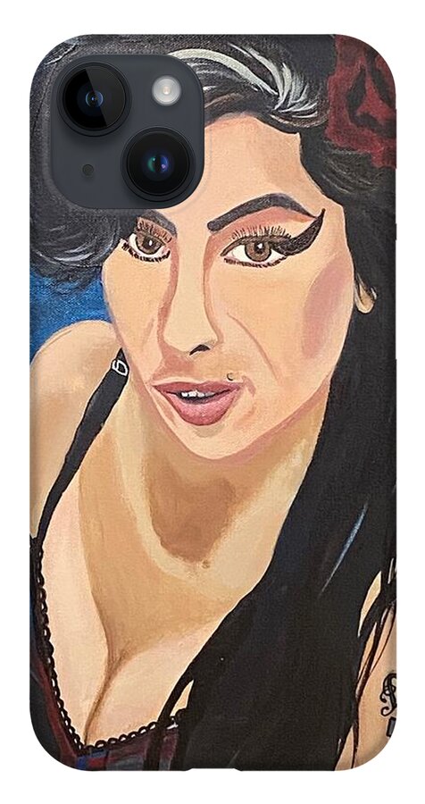  iPhone 14 Case featuring the painting Amy Winehouse-Lioness by Bill Manson