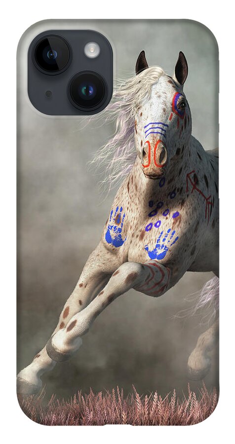 Appaloosa Warrior Horse iPhone 14 Case featuring the digital art Appaloosa Warrior Horse by Daniel Eskridge