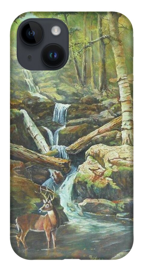 Waterfalls iPhone 14 Case featuring the painting Applachia by ML McCormick