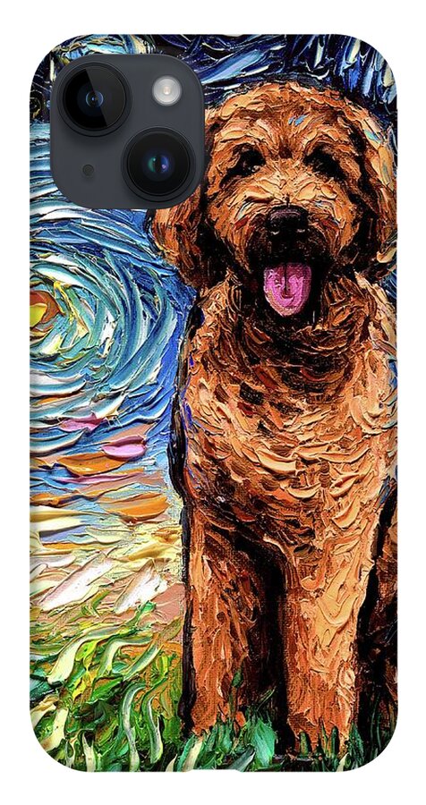 Apricot iPhone Case featuring the painting Apricot Goldendoodle by Aja Trier