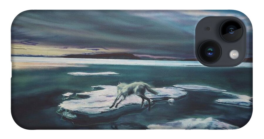 Realism iPhone 14 Case featuring the painting Arctic Wolf by Sean Connolly