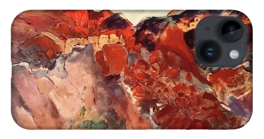 Southwest Landscape iPhone Case featuring the painting Arizona Cave Dwellings by Elaine Elliott