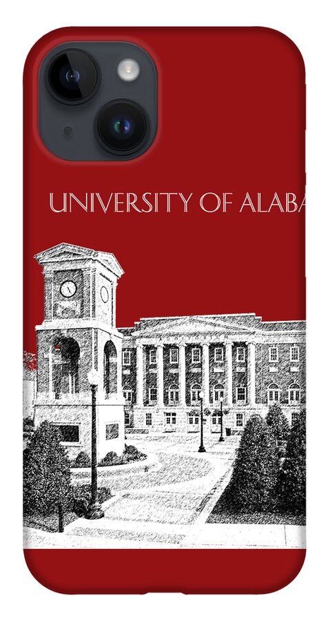 University iPhone 14 Case featuring the digital art University of Alabama #2 - Dark Red by DB Artist