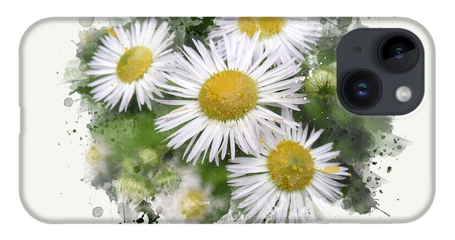 Daisy iPhone Case featuring the mixed media Daisy Watercolor Flowers by Christina Rollo
