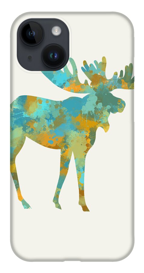 Moose iPhone 14 Case featuring the mixed media Moose Watercolor Art by Christina Rollo