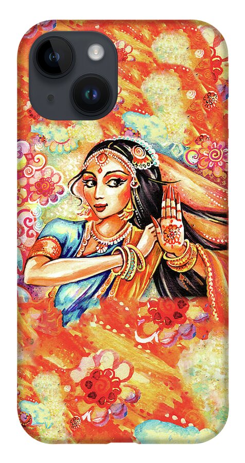 Indian Woman iPhone 14 Case featuring the painting Sun Ray Dance by Eva Campbell