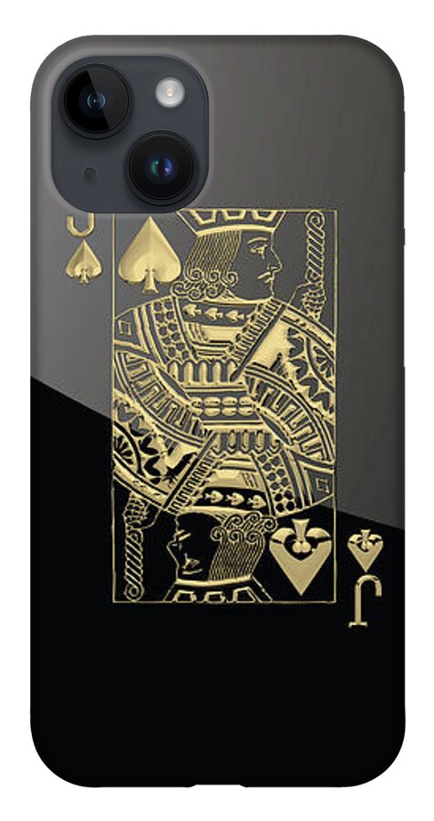 'gamble' Collection By Serge Averbukh iPhone Case featuring the digital art Jack of Spades in Gold over Black by Serge Averbukh