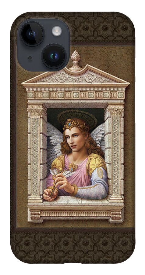 Christian Art iPhone 14 Case featuring the painting Archangel Raphael 2 by Kurt Wenner