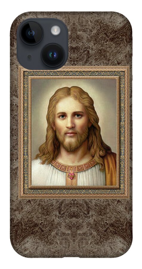 Christian Art iPhone 14 Case featuring the painting Christ with Sacred Heart by Kurt Wenner