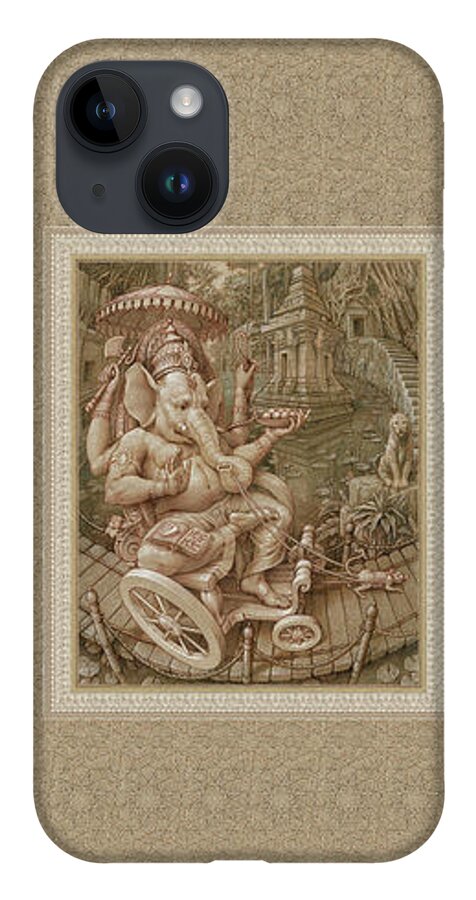 Ganesha iPhone 14 Case featuring the pastel Ganesha by Kurt Wenner