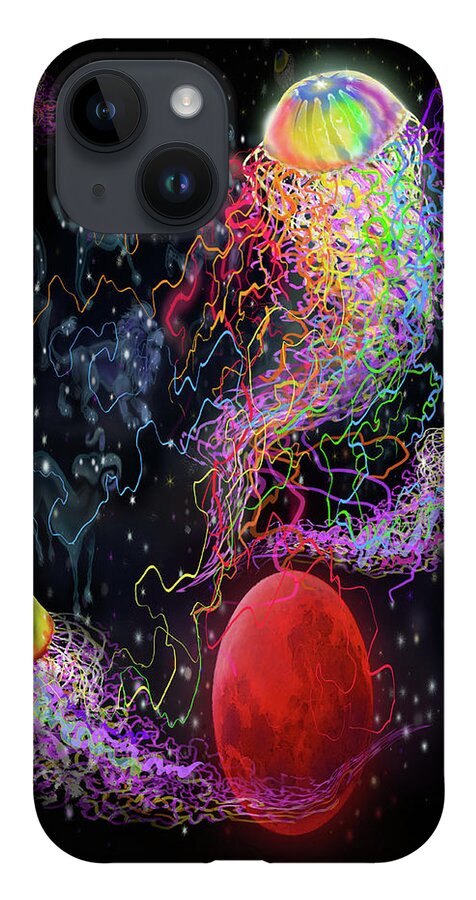 Space iPhone 14 Case featuring the digital art Cosmic Connections by Kevin Middleton