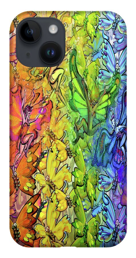 Butterfly iPhone 14 Case featuring the digital art Butterflies Faeries Rainbow by Kevin Middleton