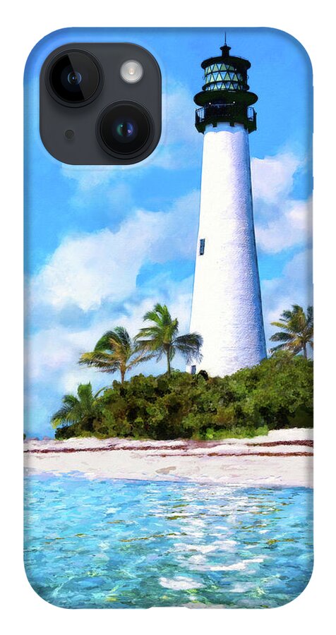 Cape Florida Light iPhone 14 Case featuring the digital art Cape Florida Light - Key Biscayne by Mark Tisdale
