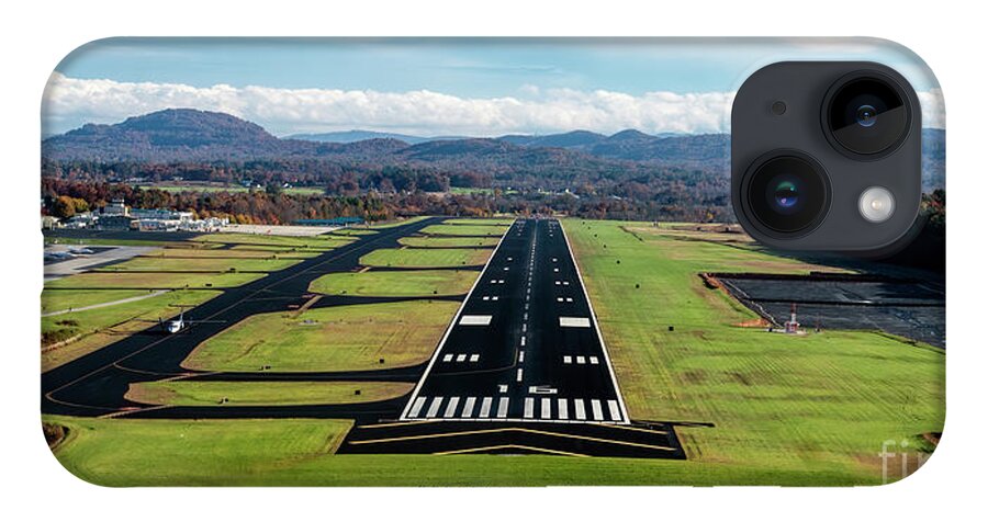 Jet iPhone 14 Case featuring the photograph Asheville Regional Airport Runway 16 Landing Approach Aerial Vie by David Oppenheimer