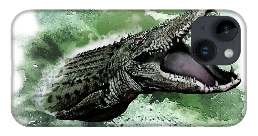 Art iPhone 14 Case featuring the painting Australian Saltwater Crocodile by Simon Read