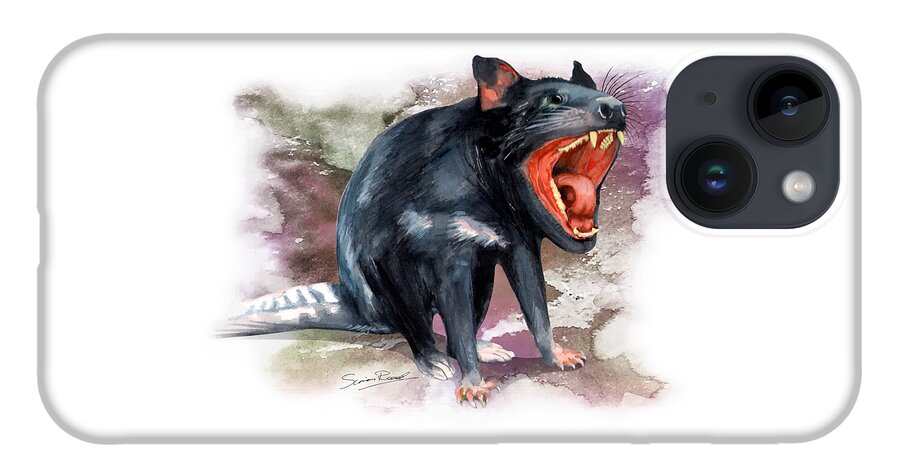 Art iPhone 14 Case featuring the painting Australian Tasmanian Devil by Simon Read