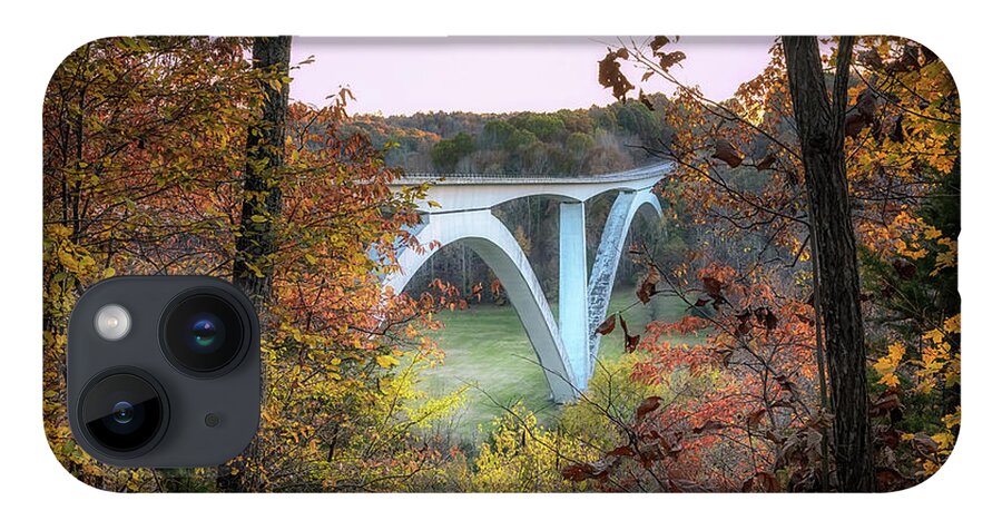 Bridge iPhone 14 Case featuring the photograph Autumn at Birdsong Hollow by Susan Rissi Tregoning
