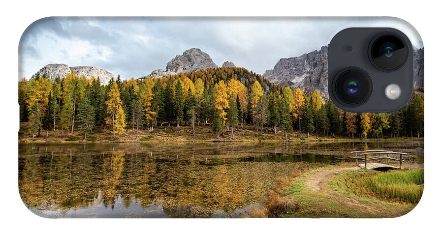 Autumn iPhone 14 Case featuring the photograph Autumn landscape with mountains and trees by Michalakis Ppalis