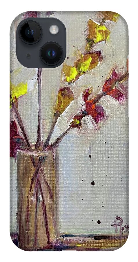 Fall Art iPhone 14 Case featuring the painting Autumn Leaves in a Vase by Roxy Rich