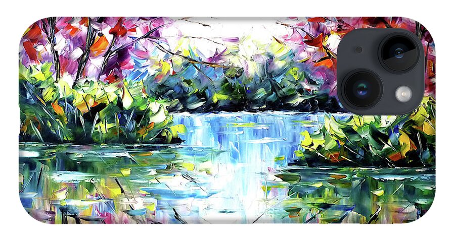 Morning Fog iPhone 14 Case featuring the painting Autumnal Lake by Mirek Kuzniar