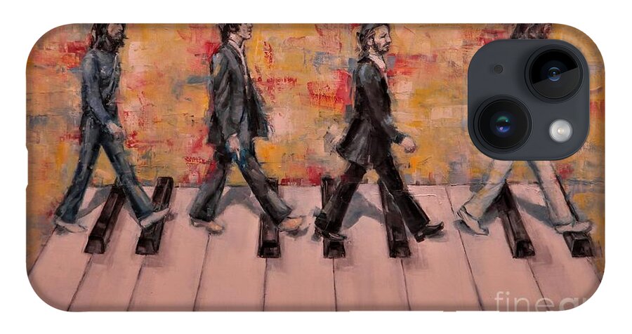 Beatles iPhone 14 Case featuring the painting The Keys On Abbey Road by Dan Campbell