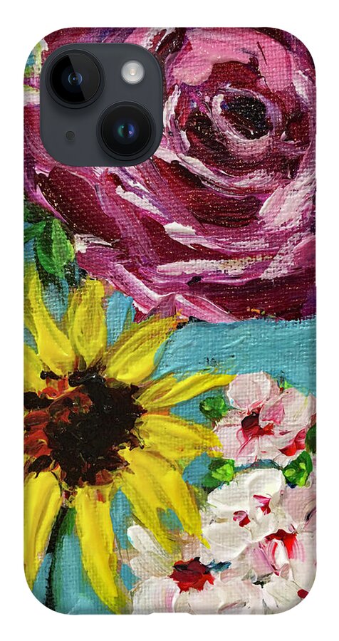 Roses iPhone 14 Case featuring the painting Backyard Blooms by Roxy Rich