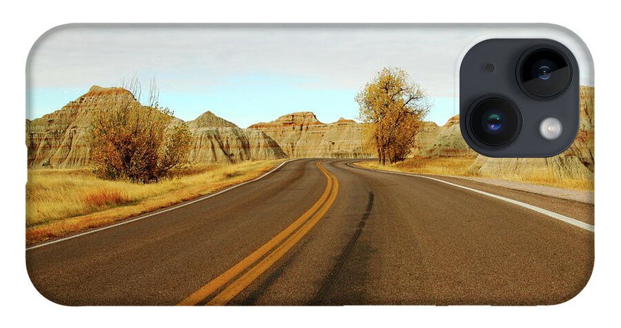 Badlands National Park iPhone 14 Case featuring the photograph Badland Blacktop by Lens Art Photography By Larry Trager
