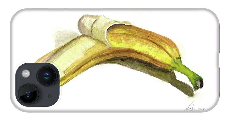 Peeled Banana iPhone 14 Case featuring the painting Peeled Banana by Vicki B Littell