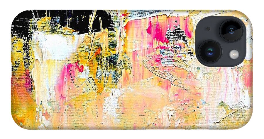 Barcelona iPhone 14 Case featuring the painting BARCELONA abstract - FROM ABOVE by VIVA Anderson