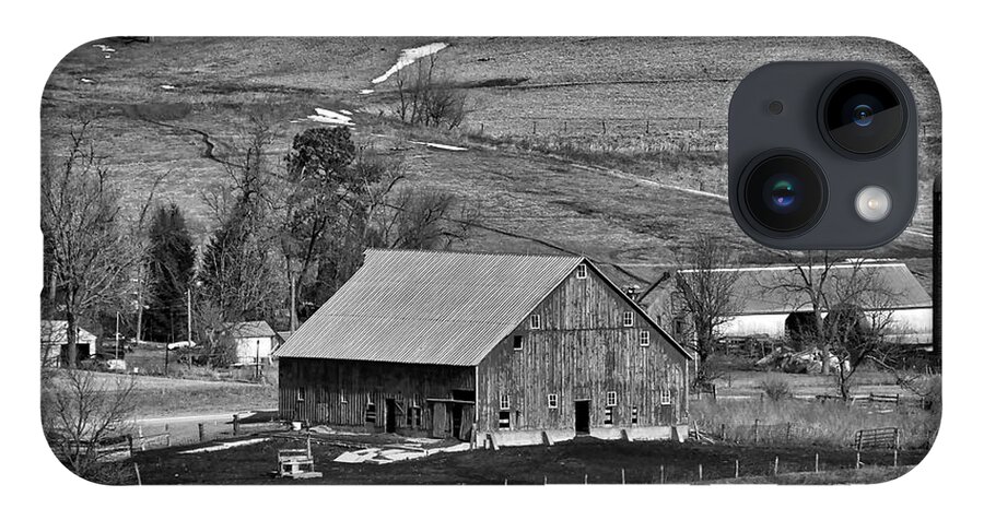 Farms iPhone 14 Case featuring the digital art Barn In The Valley by Kirt Tisdale