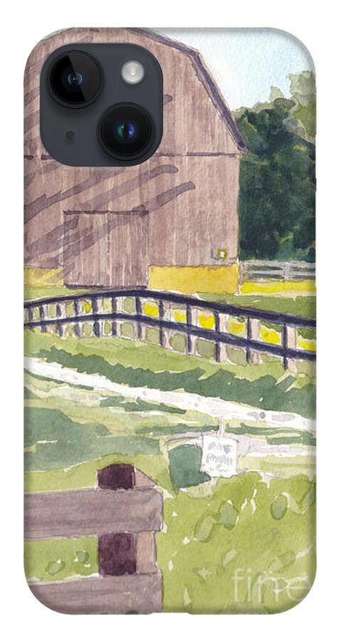 Barn iPhone 14 Case featuring the painting Barn on Bay Head Road View #2 by Maryland Outdoor Life