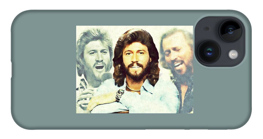Bee Gees iPhone 14 Case featuring the painting Barry Gibb by Mark Baranowski