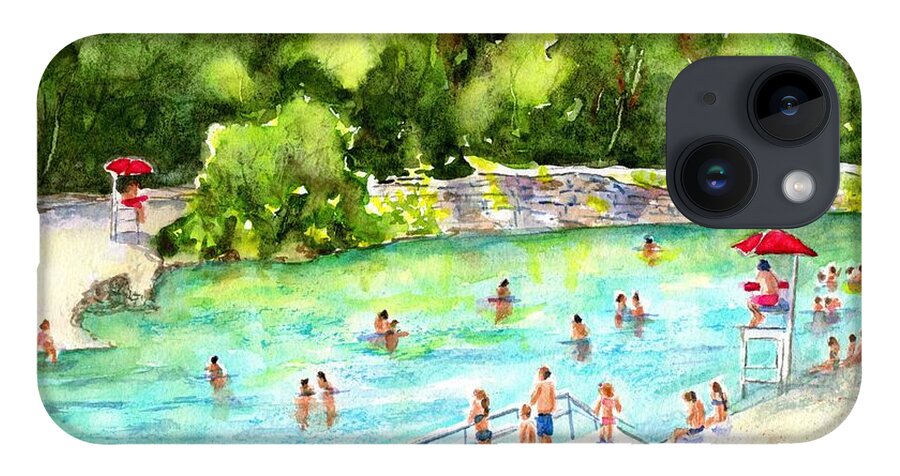 Austin iPhone Case featuring the painting Barton Springs Pool by Carlin Blahnik CarlinArtWatercolor