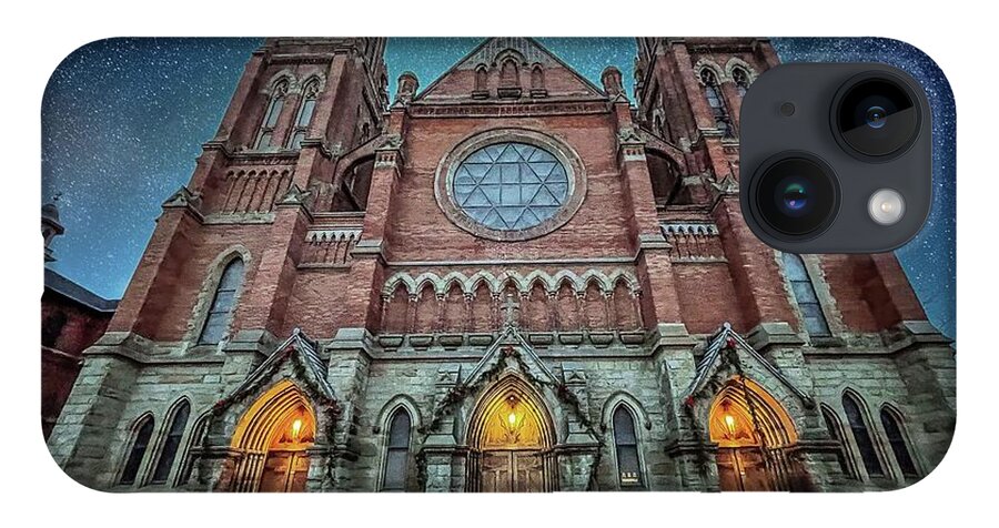 Detroit iPhone 14 Case featuring the photograph Basilica of Ste. Anne de Detroit IMG_7462-SKY by Michael Thomas
