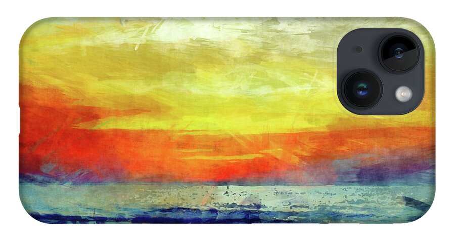 Beach iPhone 14 Case featuring the digital art Beach At Sunset by Phil Perkins