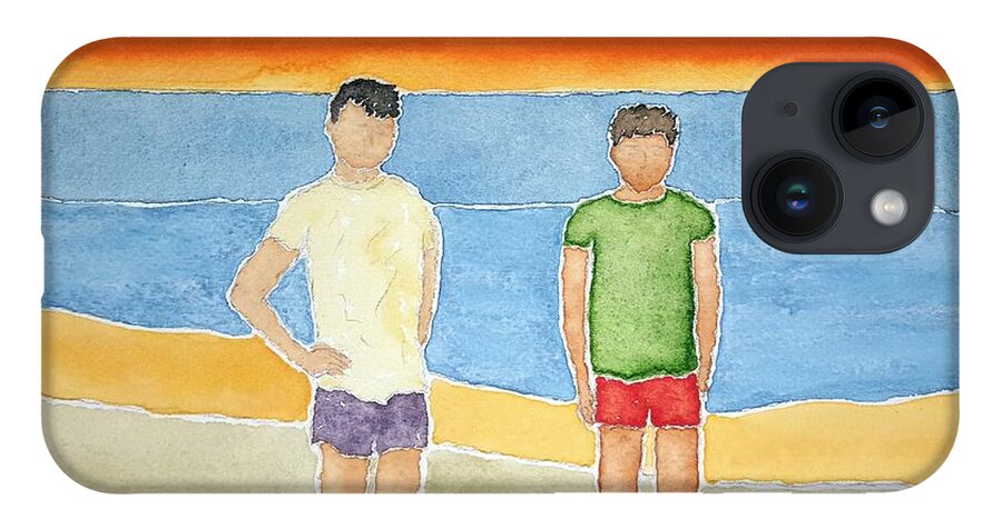 Watercolor iPhone Case featuring the painting Beach Dudes by John Klobucher