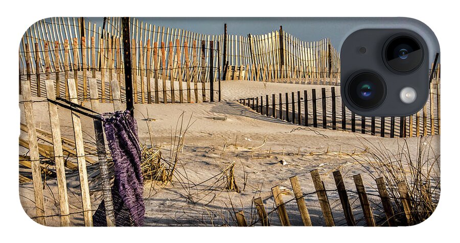 Sand iPhone 14 Case featuring the photograph Beach Fence by Cathy Kovarik