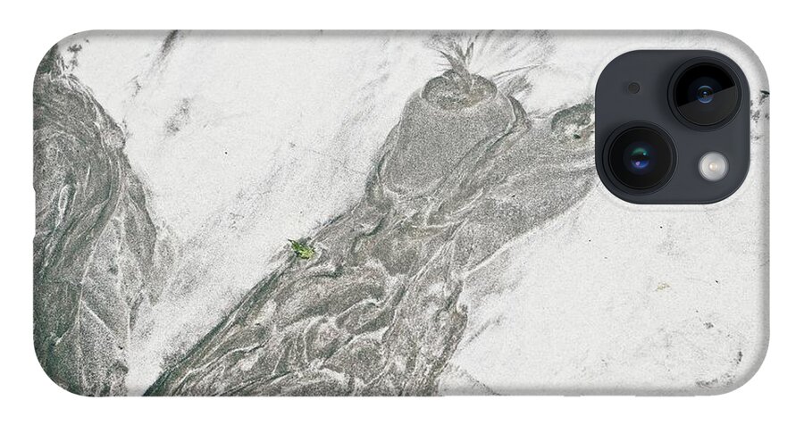 Abstract iPhone 14 Case featuring the digital art Beach Sand Owl by David Desautel
