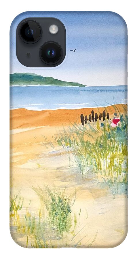 Watercolor iPhone 14 Case featuring the painting Beach Walk by John Klobucher