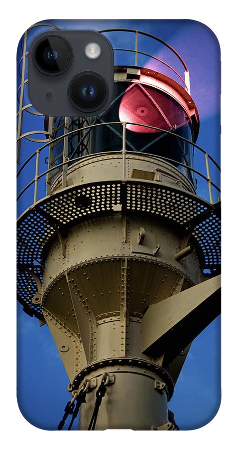Lighthouse iPhone 14 Case featuring the photograph Beam of light from a lighthouse. by Bernhard Schaffer