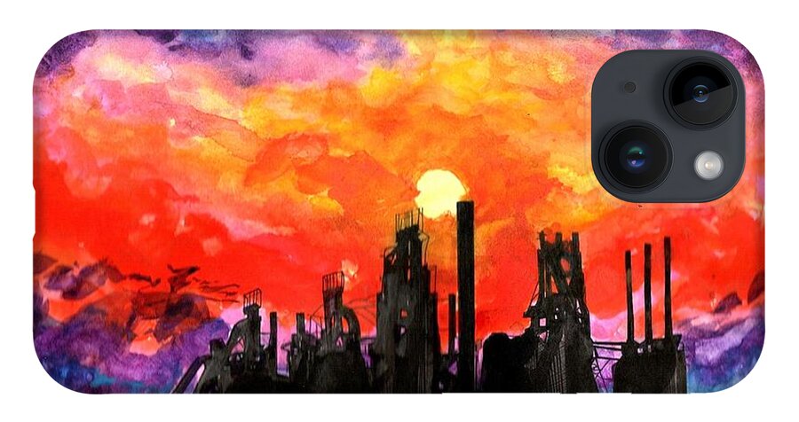 Bethlehem iPhone Case featuring the painting Industrial Sunset Serenade by Kenneth Pope