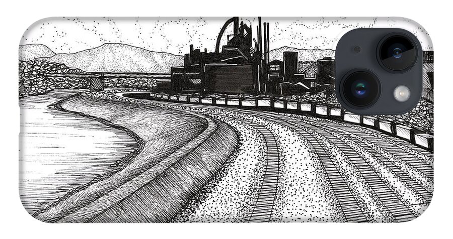 Bethlehem iPhone Case featuring the drawing Steel Symphony Bethlehem Steel Stacks by Kenneth Pope